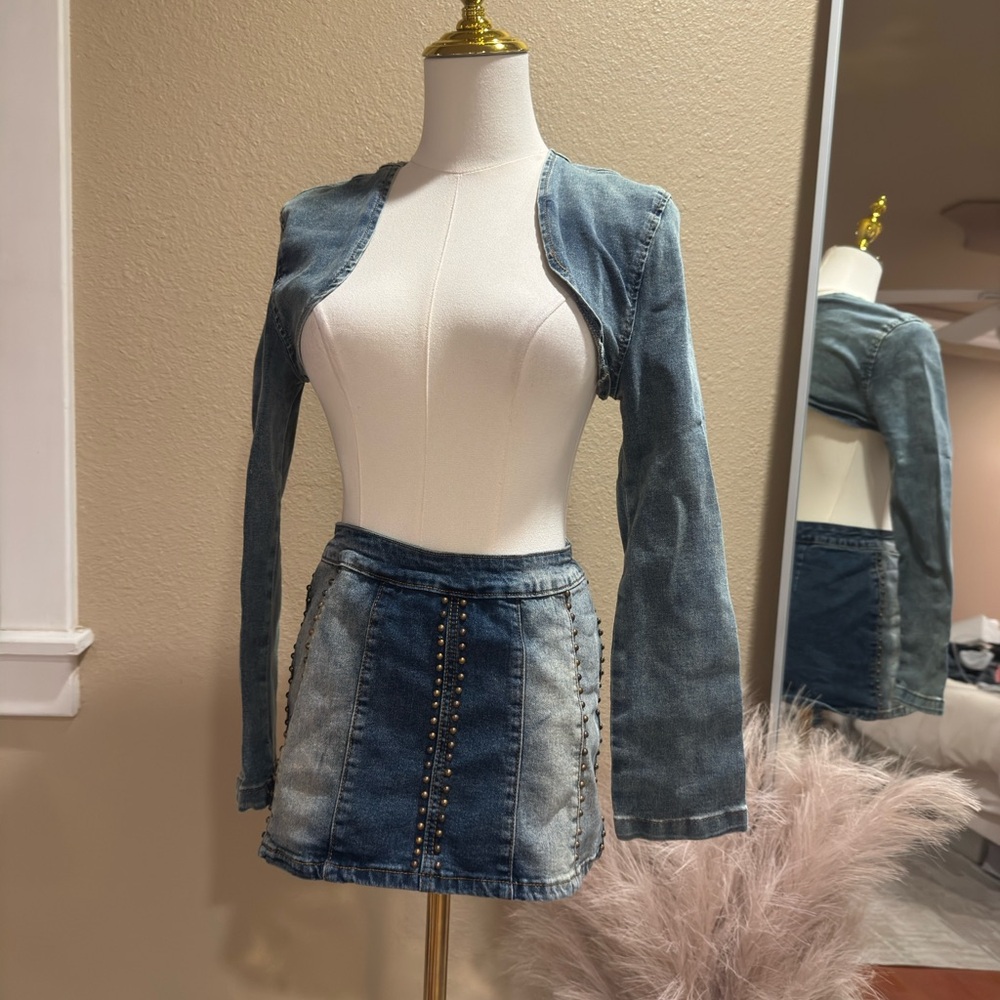 Fashion Nova Blue Denim Mini Skirt